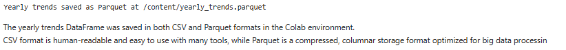 Code showing CSV and Parquet write operations