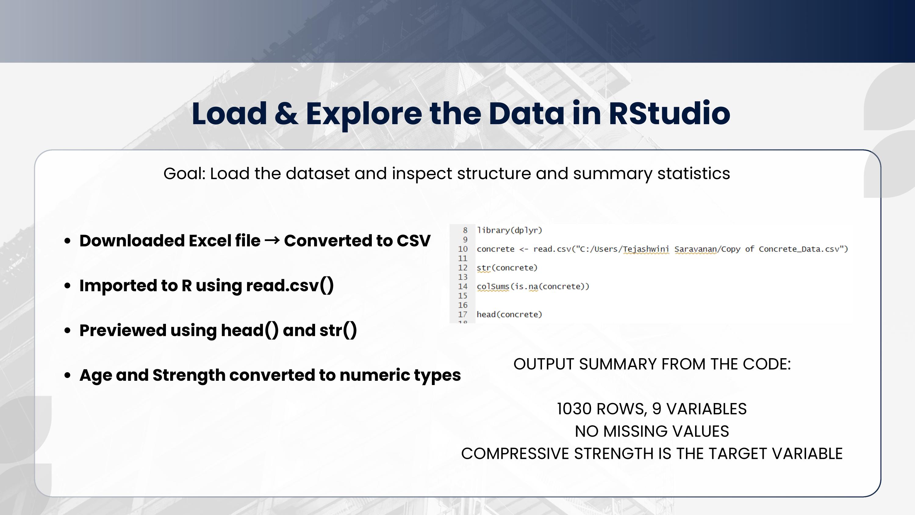 Data loading and initial exploration output